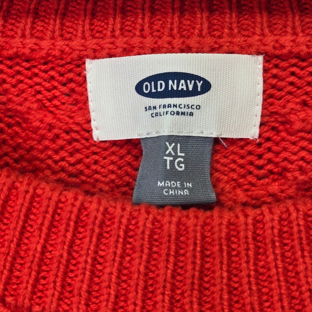 Old Navy Womens XL Red Textured Honeycomb Knit Raglan Sleeve Pullover Sweater - Picture 2 of 7